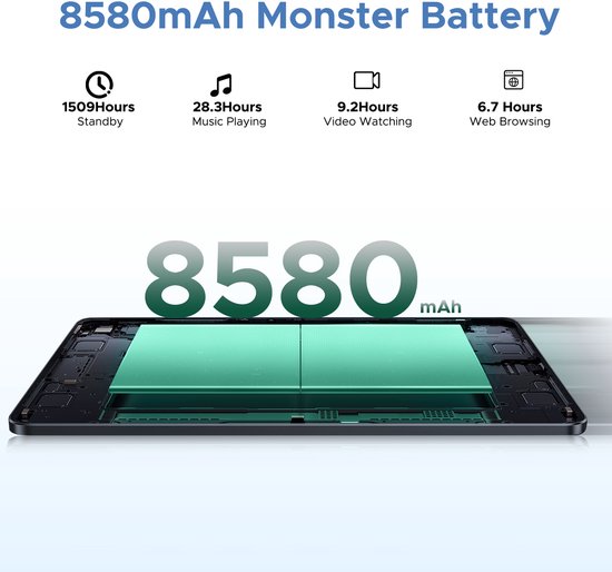 DOOGEE Tablet U11 Pro VIP - Tablette - 30GB RAM + 256GB ROM - 8580 mAh - 11 Inch 1080P 90 Hz - T7200 Octa Core - 13MP Camera - 5G WIFI - Face ID - 7.9 mm Metallic Body - Blauw van Merkloos — afbeelding 4