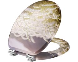 Ovale Toiletbril - WC bril - Voor Badkamer - Soft Close & Quick Release - Houten Toiletdeksel met Bedrukte Decoratie