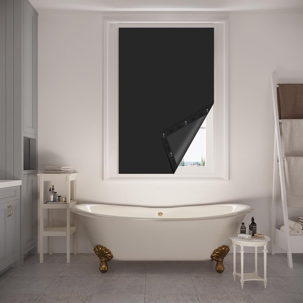 Verduisterende gordijnen, rolgordijn met zuignap zonder boren, tijdelijke privacygordijnen voor deuren en ramen, automatische intrekbare rolgordijnen, slaapkamers UV-bescherming (A, 58 x 125 cm
