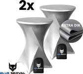 Statafelrok Zilver 2x – Extra dik & Sterk – ∅80-85 x 110 cm – Tafelhoezen voor Statafel – Met Opbergtas – Partytafel Tafelrok – Luxe Stretch Stof - 2 stuks Statafelhoes - Sta Tafel Hoes - Staantafelhoes – Bruiloft - Feest & Decoratie - Blue Serval