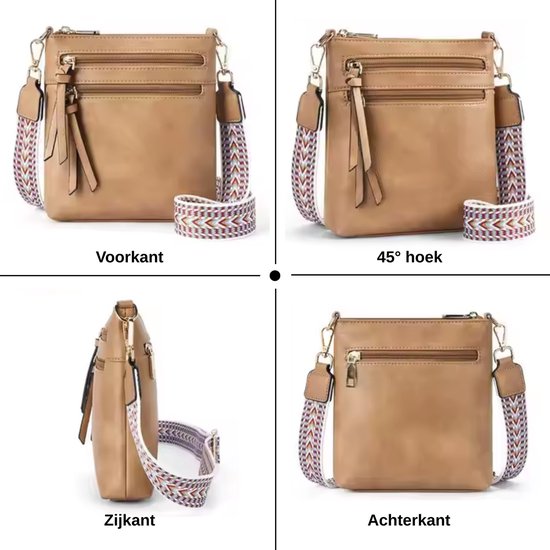 Gladdon damesschoudertas, handtas, casual tas met meerdere compartimenten en brede jacquard schouderriem Gladdon damesschoudertas, handtas, casual tas met meerdere compartimenten en brede jacquard schouderriem
