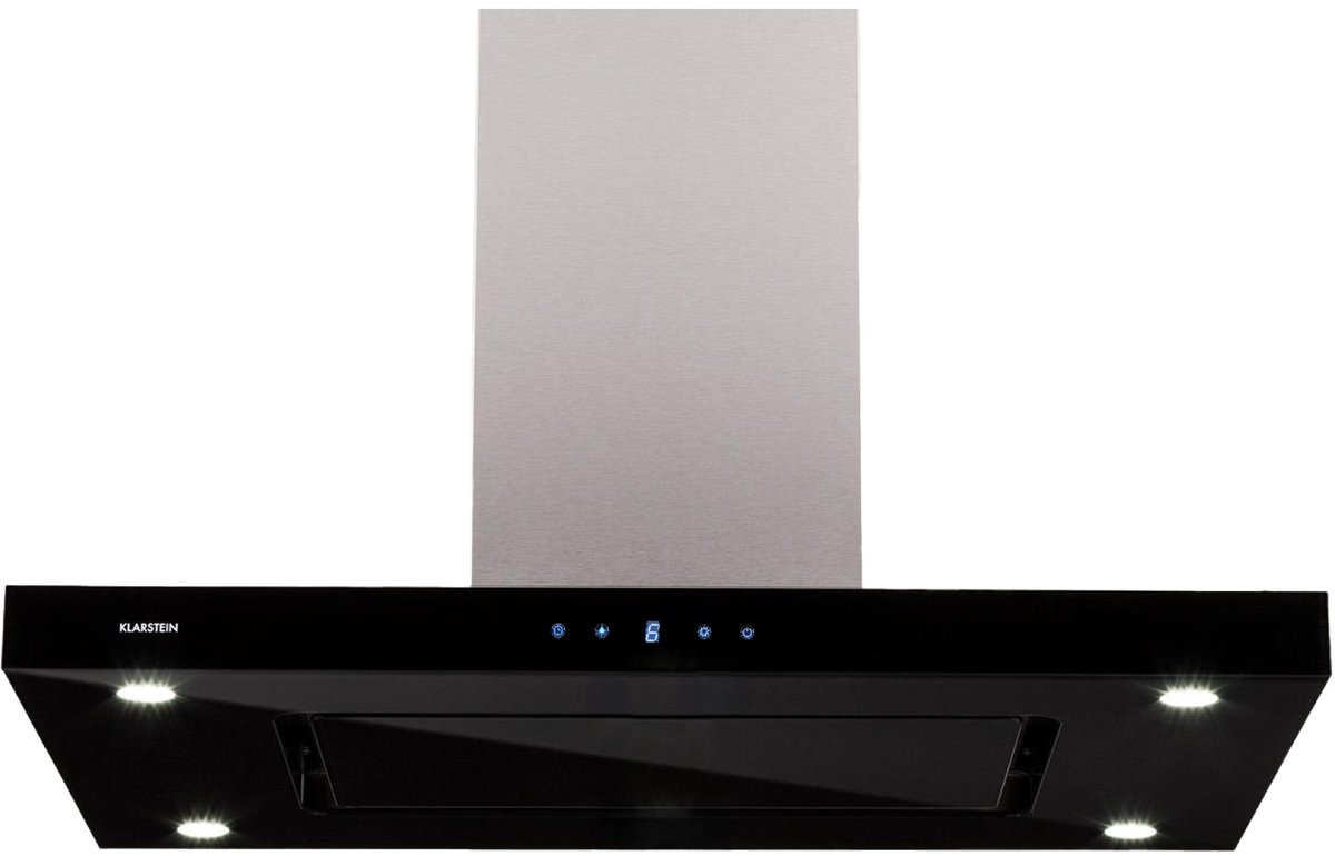 Klarstein Valeria eilandafzuigkap - 90cm 650m³/h afvoer -  touch - led glas rvs