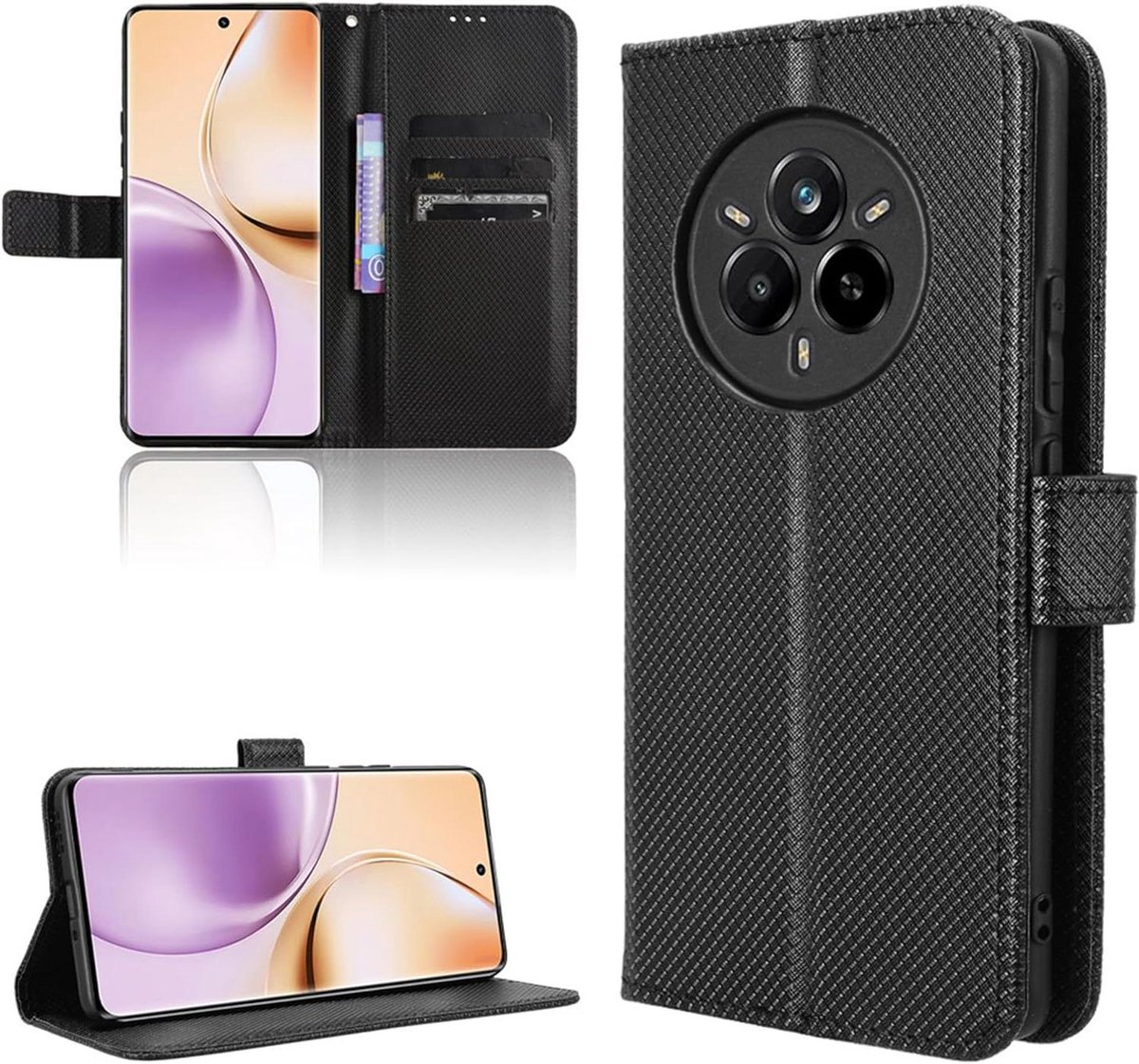 Portemonnee Flip Cover voor Realme 8 Pro 5G - Zwart - Standfunctie - Kaartenvak - Magneetsluiting