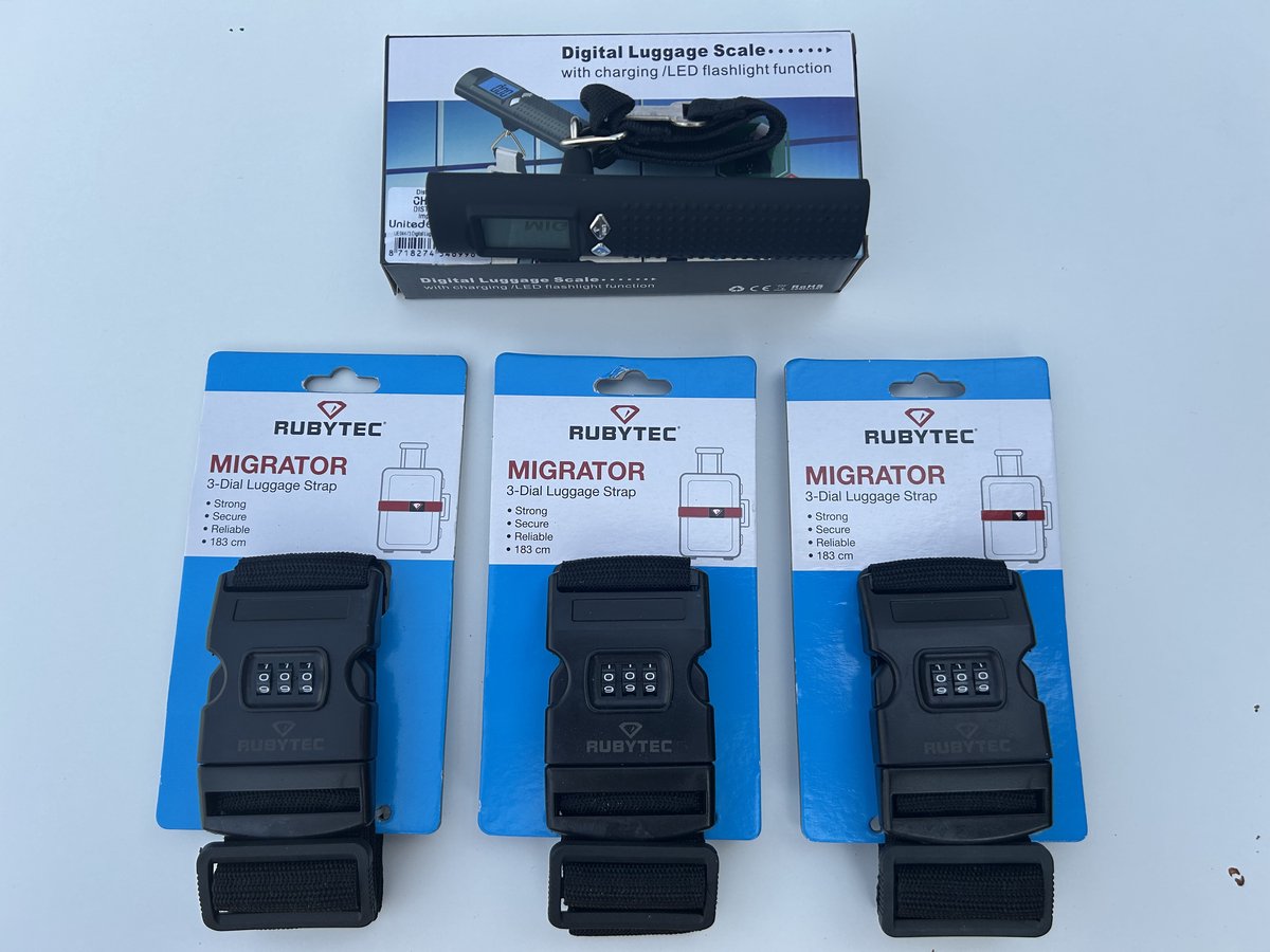 Kofferriem met Cijfer slot - Bagage Riem - Luggage Strap - Kofferband - Gesp - 183 Cm zwart 3 Pack - 3 Stuks nu met extra weegschaal