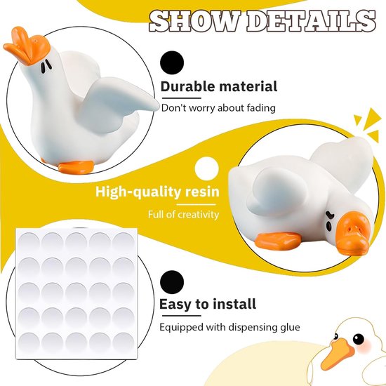 8 stuks Miniatuur Dieren Set - Grappige Gans Auto Dashboard Accessoires en Interieur Decoratie van Merkloos	 — afbeelding 4