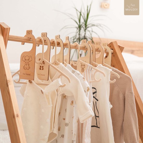 Muuzey Kastverdeler - Kledingkast kinder/baby - Maatverdelers maat 50 t/m 92 - Jungle - 8 stuks - Hout - Maathangers - Kledinghanger - Kast verdeler - Maat hangers — afbeelding 5