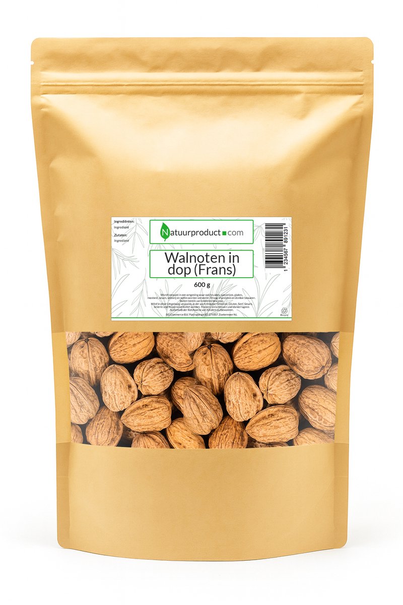 Natuurproduct.com Franse walnoten in dop - onbewerkt & puur natuur - 600 gram