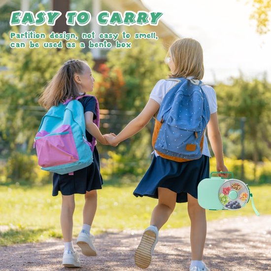 Vefacion Snackbox met vakken, voor kinderen, snackspinner, set, draagbare zegeldeksel, snackbord, multifunctionele babybroodtrommel, school, snackbox