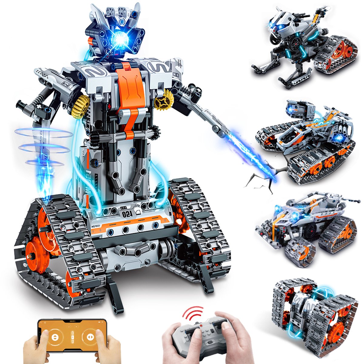 HOGOKIDS - 5-in-1 RC Robot Bouwset - 604 Delen - STEM Speelgoed met LED & App - Vanaf 6 Jaar