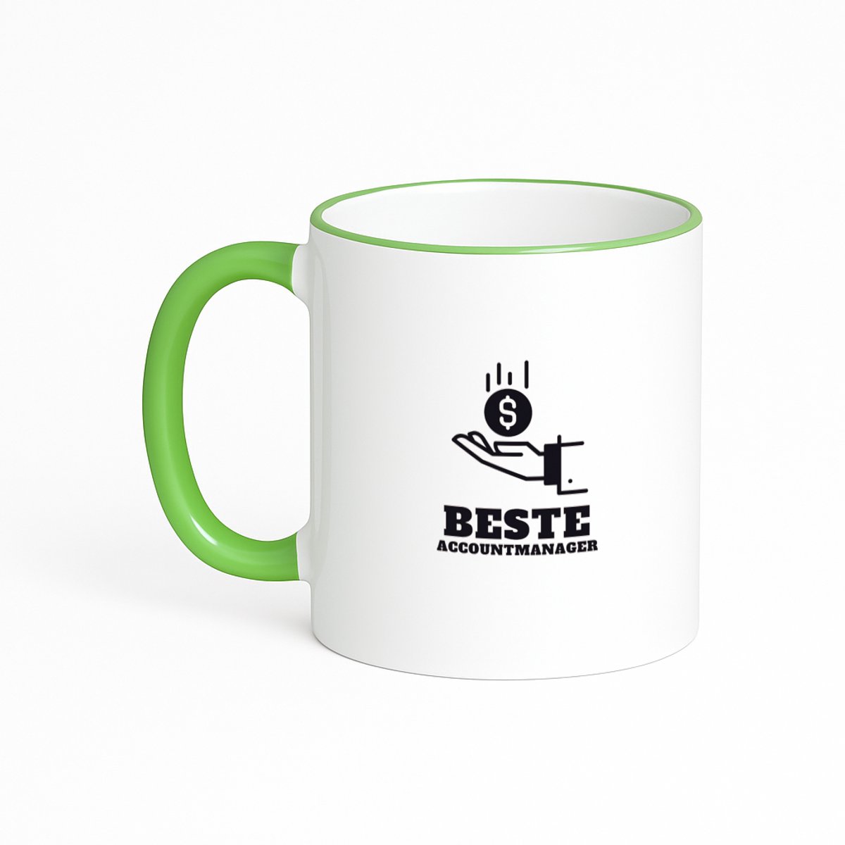 Hacebo® - Beste accountmanager koffiebeker met gekleurde rand groen - Beste accountmanager - collega - thee mok - koffie beker - welkom - afscheid - koffiemok - 330 ML
