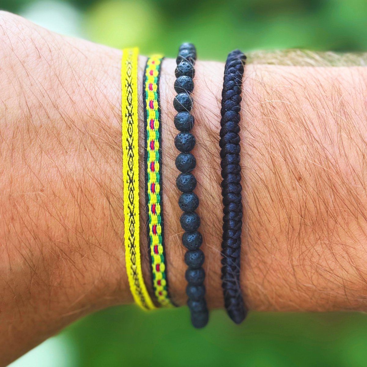 Azurro Salvian Heren Armbanden Set – Natuursteen & Kralen – Verstelbaar 19–24 cm – Mannen Armband Casual – Cadeau voor Mannen & Vaderdag – Mediterrane Stijl