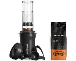 AeroPress Go Plus - Coffee Maker Zwart + Bristot L'Americano Dark Roast Koffie 226,8 gram