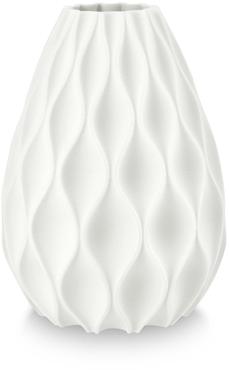 Vaas Waves - Bloemenvaas van Porcelein - 3D print - 20x28.5cm