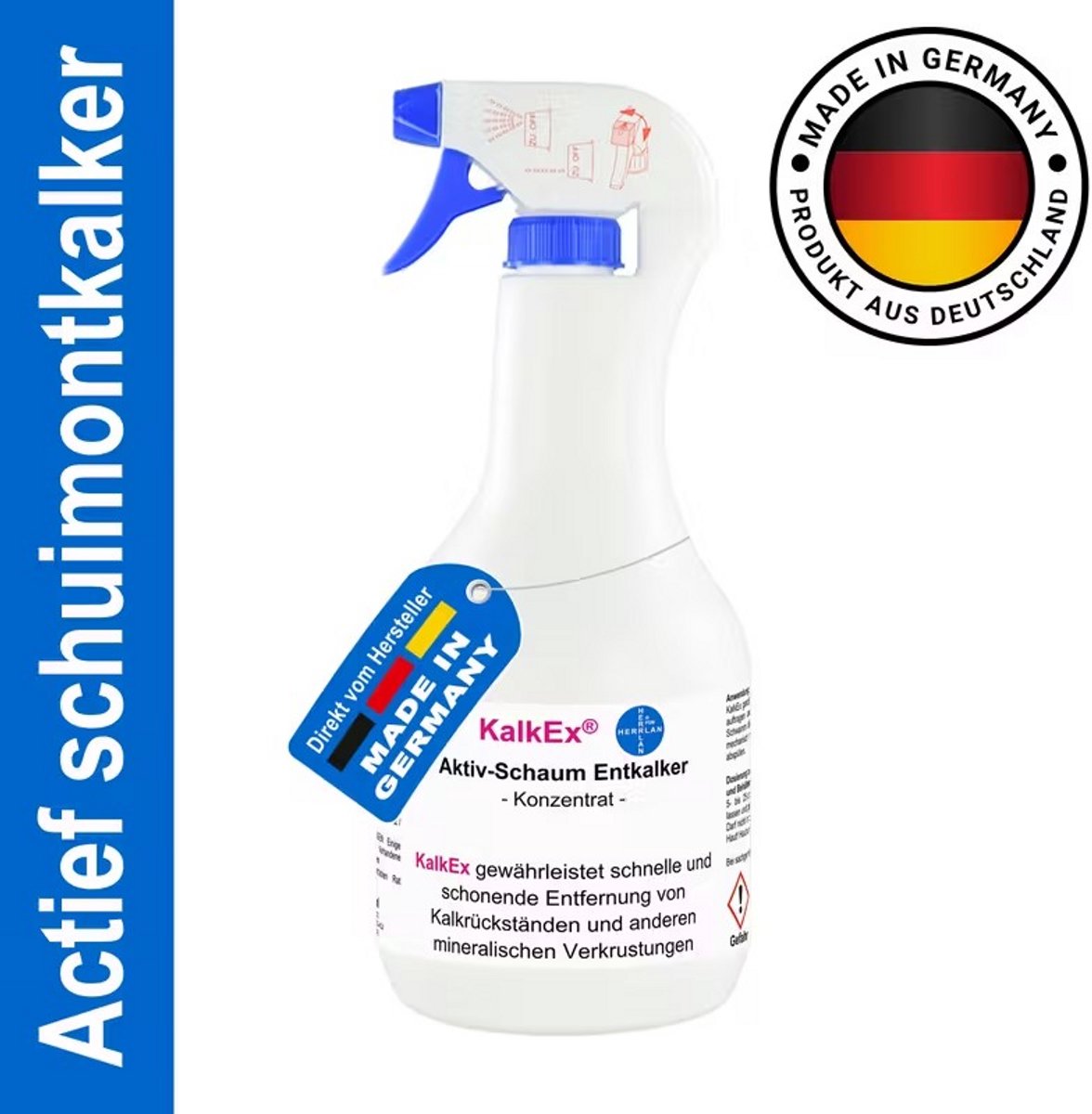 K&R Ventures® KalkEx Actieve Schuim Ontkalker – 1 Liter – Universele Kalkverwijderaar & Reinigingsmiddel voor Badkamer, Keuken en Koffiemachine – Professionele Ontkalker