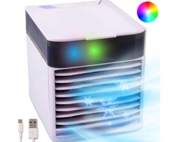 Mini Aircooler met Water USB-C - Nevelfunctie - Draadloos - Ventilator - Luchtkoeler - Luchtcooler…