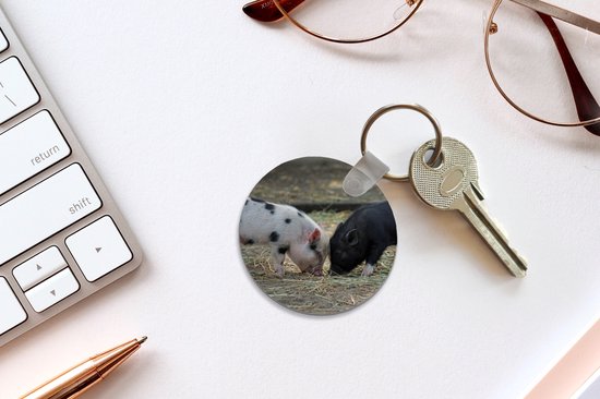 Porte-clés - Cochons - Porcelets - Paille - Plastique - Rond - Cadeaux à distribuer