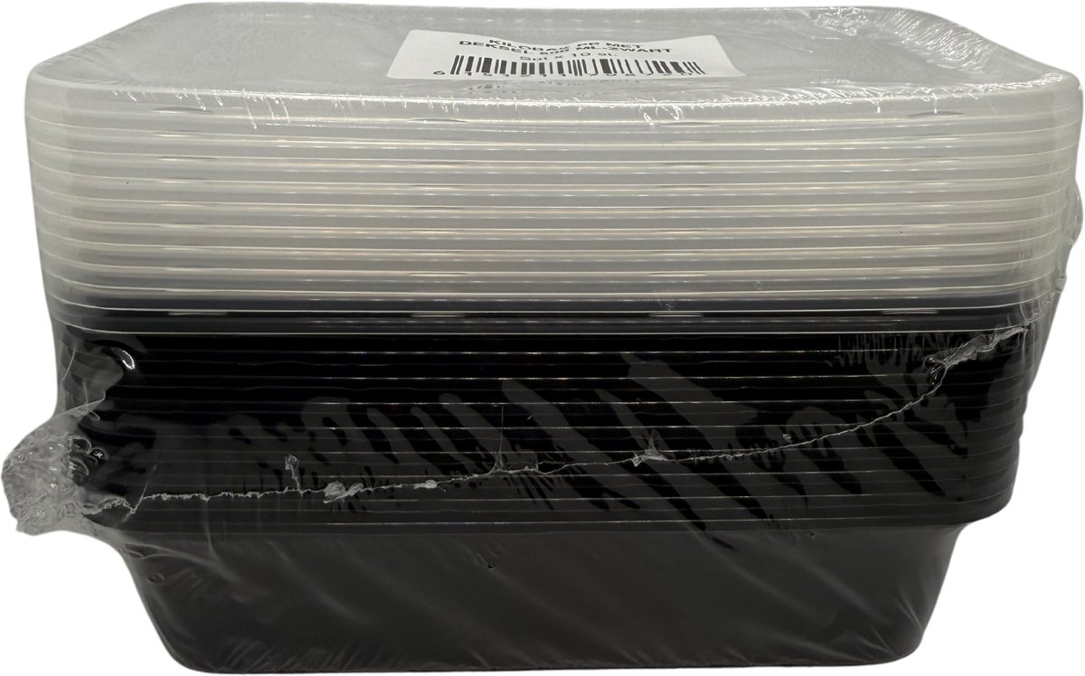 Magnetron Maaltijdbakjes 500 ml – Herbruikbaar – Zwart – BPA-vrij – Met Deksel – Vriezer- & Vaatwasserbestendig – 10 stuks