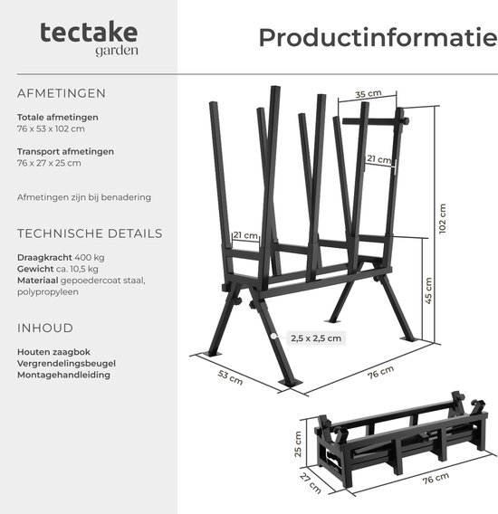 tectake - Zaagbokhouder voor kettingzaag 400737 van Tectake — afbeelding 2