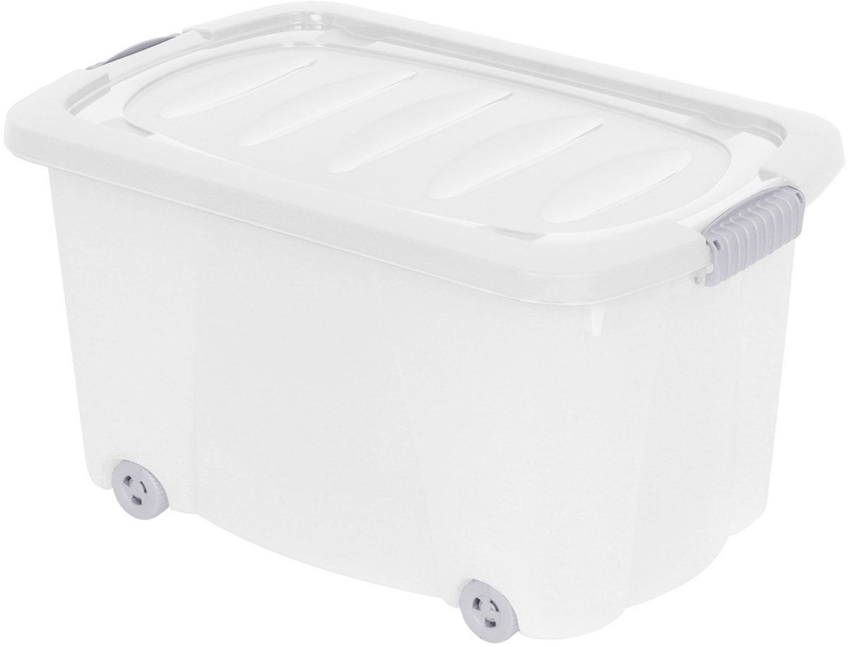 Storage Solutions Opberg box/doos met wieltjes - kunststof - 60 x 39 x 32 cm - met deksel - opruimen - organiseren