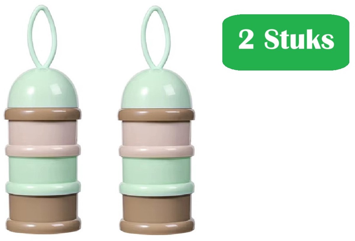 Image of 3-Laags Baby Melkpoeder toren - Fruit toren - Groen Beige