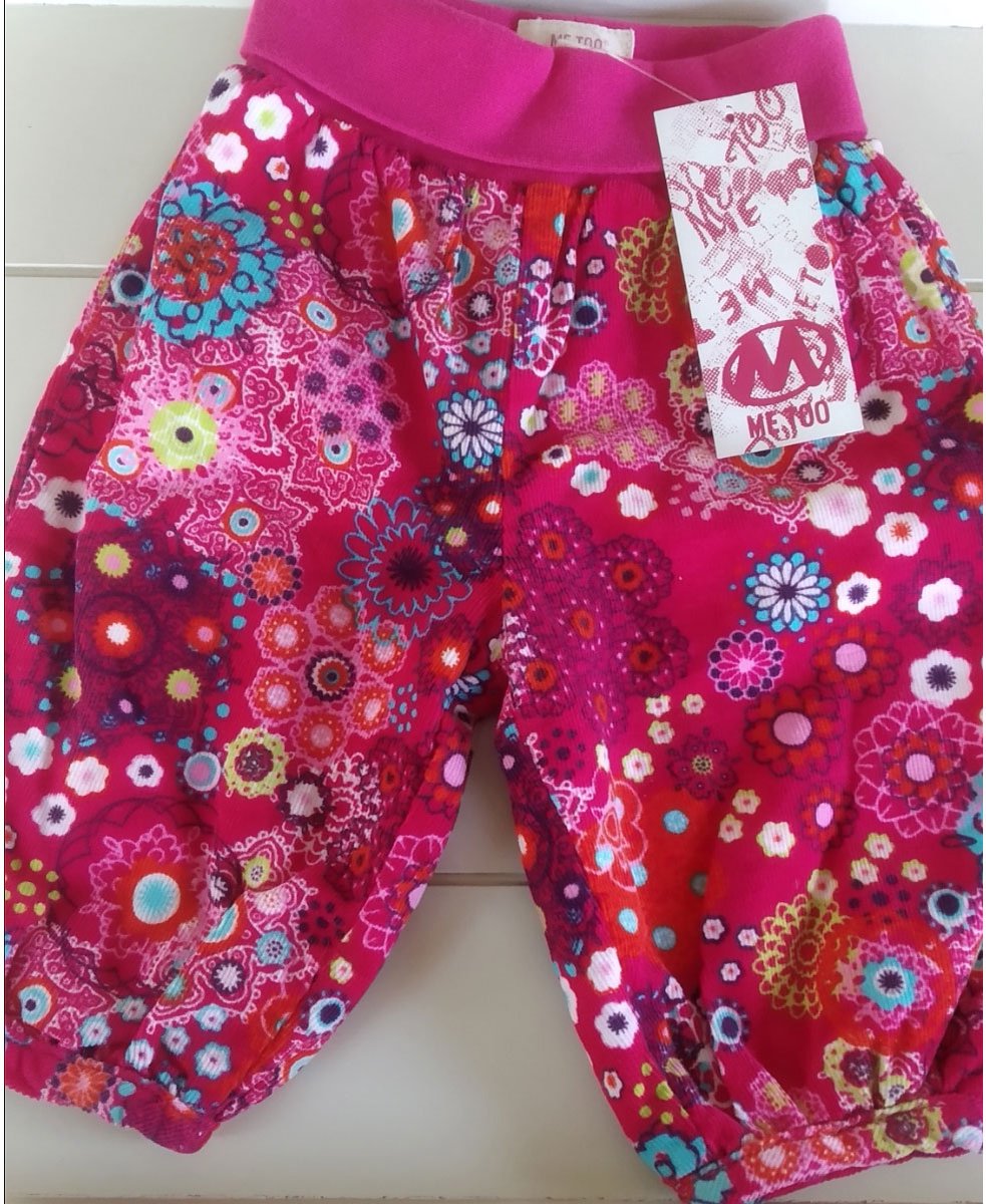 Me Too baby cord pants Olala with lining met roze mandala en bloem print maat 56