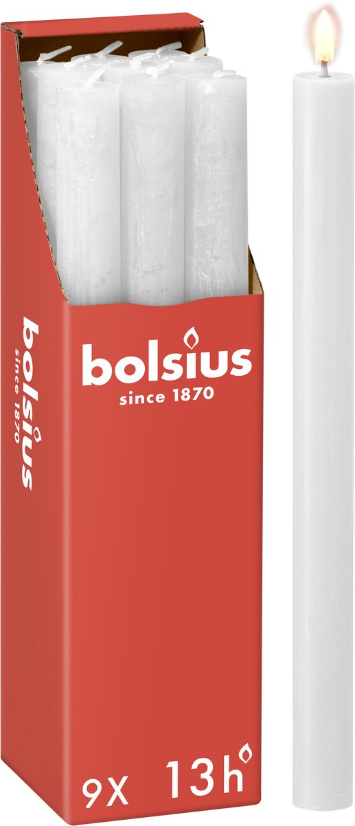 Bolsius Rustieke Dinerkaarsen - Wit - 13 branduren - 27 cm
