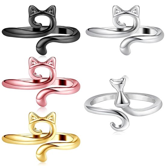 5-delige haakvingerringen - Verstelbare breiringen - Accessoires Metalen garengeleider Vingerringen, DIY knutselen Brei- en haakbenodigdheden, 4 kleuren