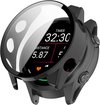 Zwart smartwatch hoesje met screenprotector. Het display toont timer 32:30, afstand 5.87 en hartslag 155.