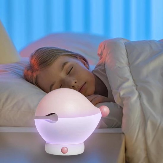 Houten Vis Nachtlampje - Oplaadbare Dimbare Tafellamp - Met Leuke Stickers - Drie Helderheidsniveaus - Klein Draadloos Bedlampje - Geschikt voor Babykamer - Badkamer - Sfeervol Nachtlampje - Dimbare Tafellamp - Houten Vis Kloppende Lamp (Roze) van Merkloos — afbeelding 5