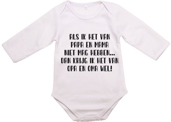 Hospitrix Bébé Romper avec texte "Si maman et papa ne me laissent pas l'avoir… alors grand-mère et grand-père m'auront" | 0-3 mois | Manche courte | Cadeau de Grossesse