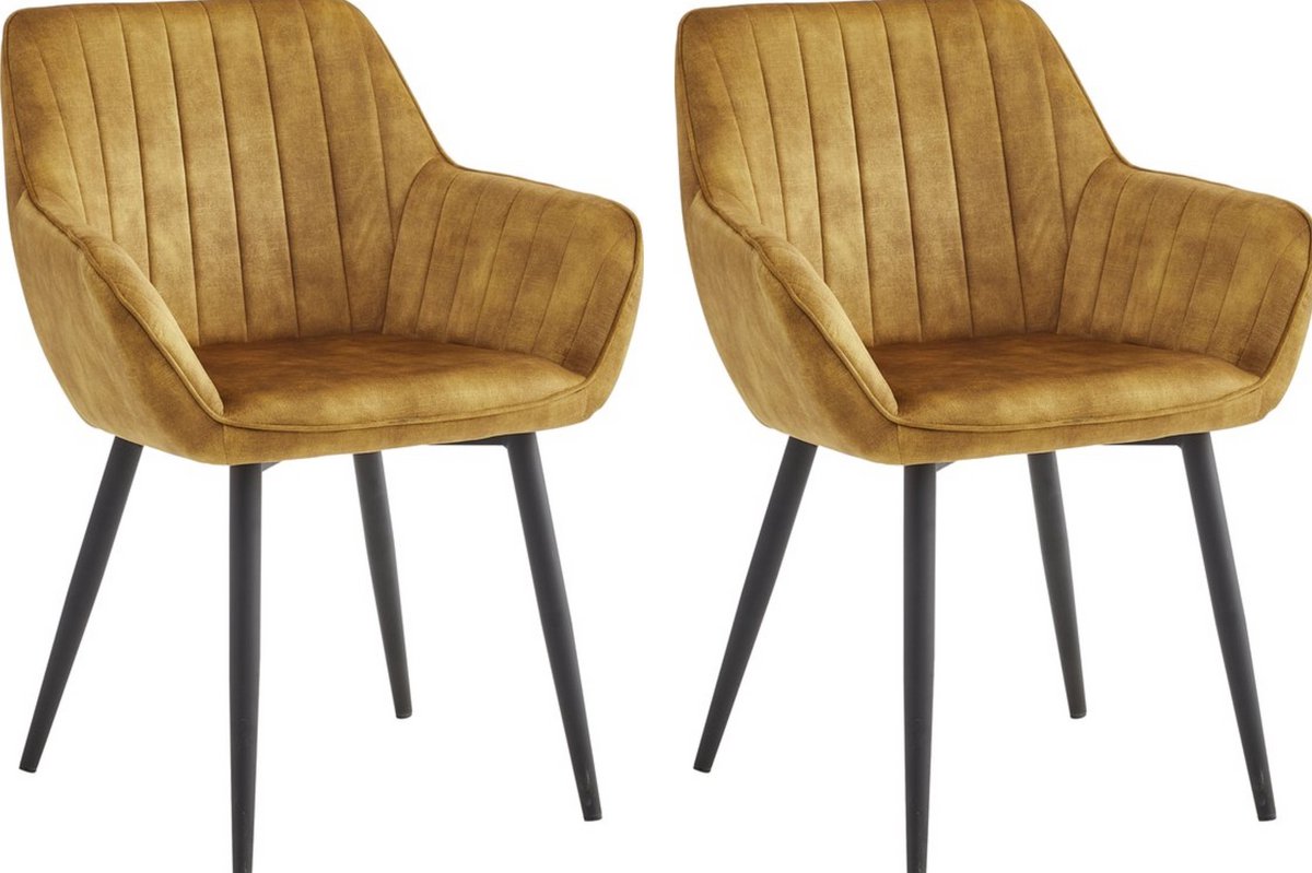 Colenis Luna Eetkamerstoel - Set Van 2 - Honey - Adoré Velvet - Met armleuning