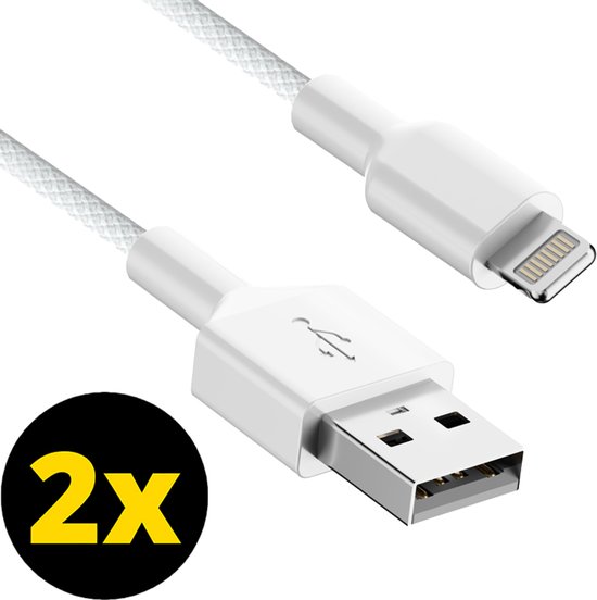 2x Câble de chargement compatible iPhone - Câble compatible Lightning - Câble de chargement - Câble USB - Câble de chargement - Tressé