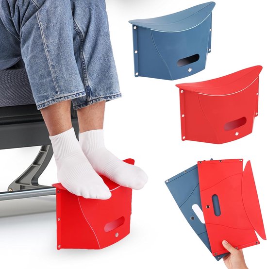 Foto: 2 stuks draagbare opvouwbare kruk draagbare voetensteun multifunctionele draagbare handmand voor kamperen vissen picknicks enz rood en blauw