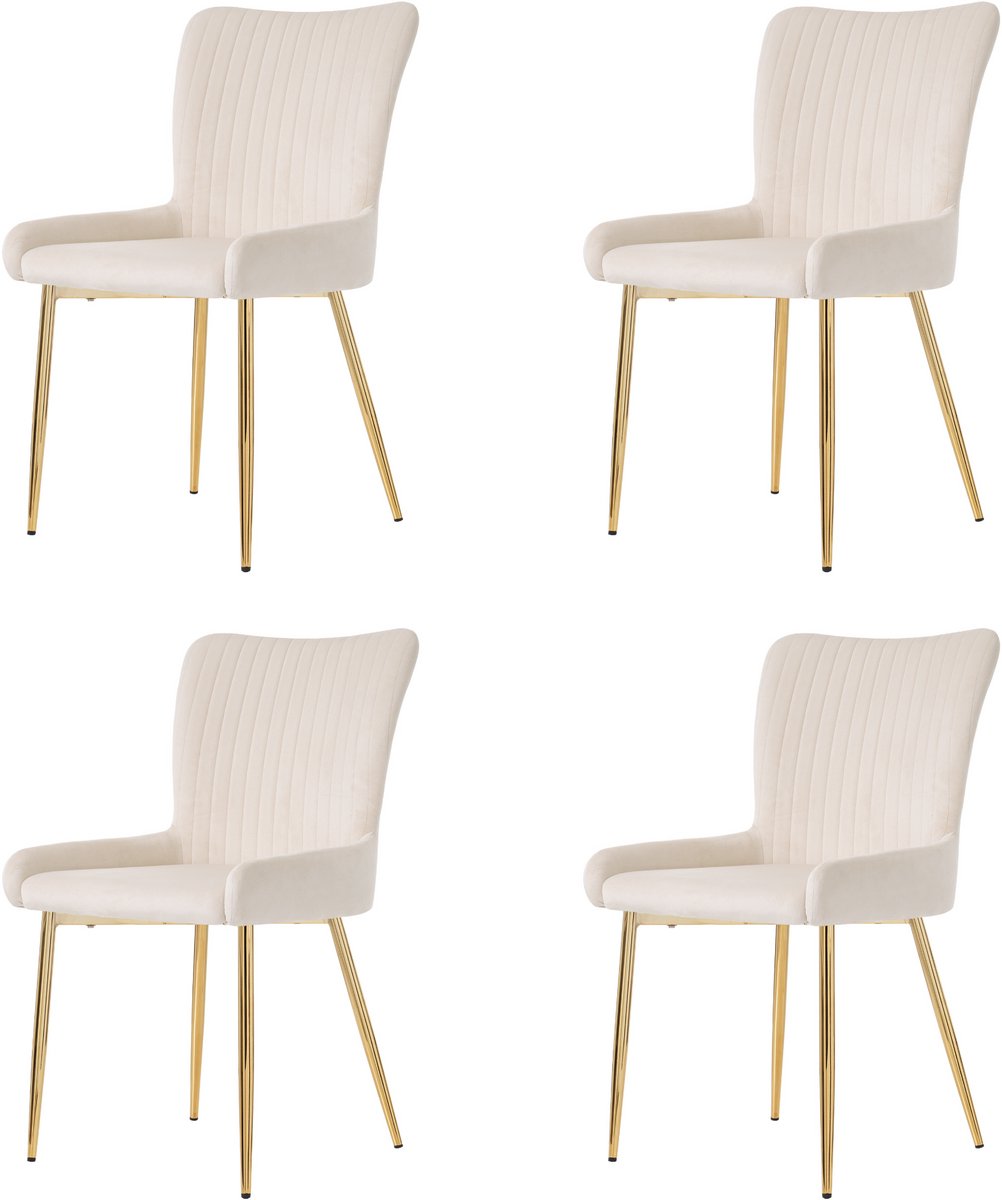 Fluwelen eetkamerstoelen - set van 4 - woonkamer - slaapkamer - loungestoel met vier goude