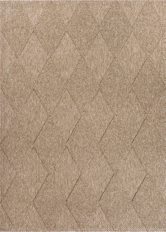 Tapis Cairo – Tapis outdoor résistant aux intempéries, aspect jute, idéal pour les balcons, jardins et terrasses, marron à motif losanges, 80 x 150 cm