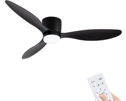 Nivard Plafondventilator - Met Verlichting - Plafond Ventilator - Met Lamp - Plafonniere Met Ventilator - Met Licht - Zwart - 132cm