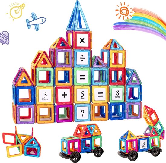 Magnetisch Bouwspeelgoed voor Kinderen - 74 Stuks Magnetische Bouwblokken - Educatief Spel - Creatieve Constructie Set - Montessori Speelgoed - 3D Bouwstenen - Cadeau voor Kinderen van 3 tot 7 Jaar - Kleurrijke Magneten - Leren en Spelen