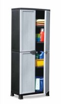 Bol.com opbergkasten met deuren opbergkasten opbergkasten binnen kunststof kast Opbergkast hoog zwart/grijs 68 x 39 x 171 cm inc... aanbieding