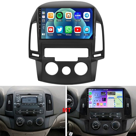 Autoradio - 9 Inch Android 15 Car Stereo Radio GPS Navigatie 2+32G voor Hyundai I30 2006-2011 Ingebouwde Draadloze CarPlay Android Auto Bluetooth WiFi FM/RDS SWC Mirror Link + AHD Backup Camera