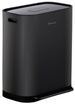 Prullenbak double 2x30L Homra Rockx - Poubelle à pédale Duo 60L avec filtre anti-odeurs - Poubelle de tri des déchets en acier inoxydable 2 compartiments - Poubelle de recyclage - Poubelle séparée des déchets de Cuisine - Seau à déchets - Zwart