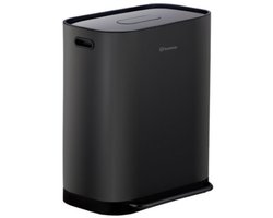 Homra Rockx Prullenbak 60 Liter - Duo Pedaalemmer 2X30L met Geurfilter - RVS Afvalscheidingsprullenbak 2 Vakken - Recycle Afvalbak - Vuilnisbak Keuken - Dubbele Prullenbakken Zwart met Binnenemmers