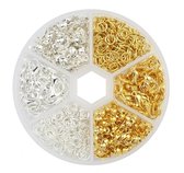 Sluitingen Sieraden Maken Volwassenen Pakket - 570 stuks Karabijnsluiting, Knijpkralen & Ringetjes - Goud & Zilverwit - Kasey