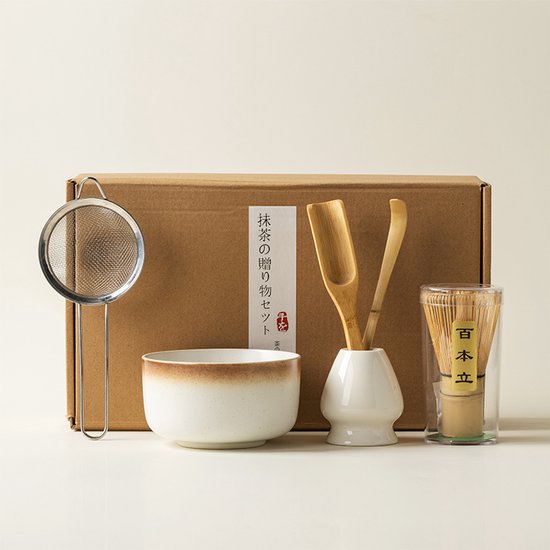 Zwarte Matcha Set Glans - Japanse Theeset met Diepzwarte Kom, Lepel en