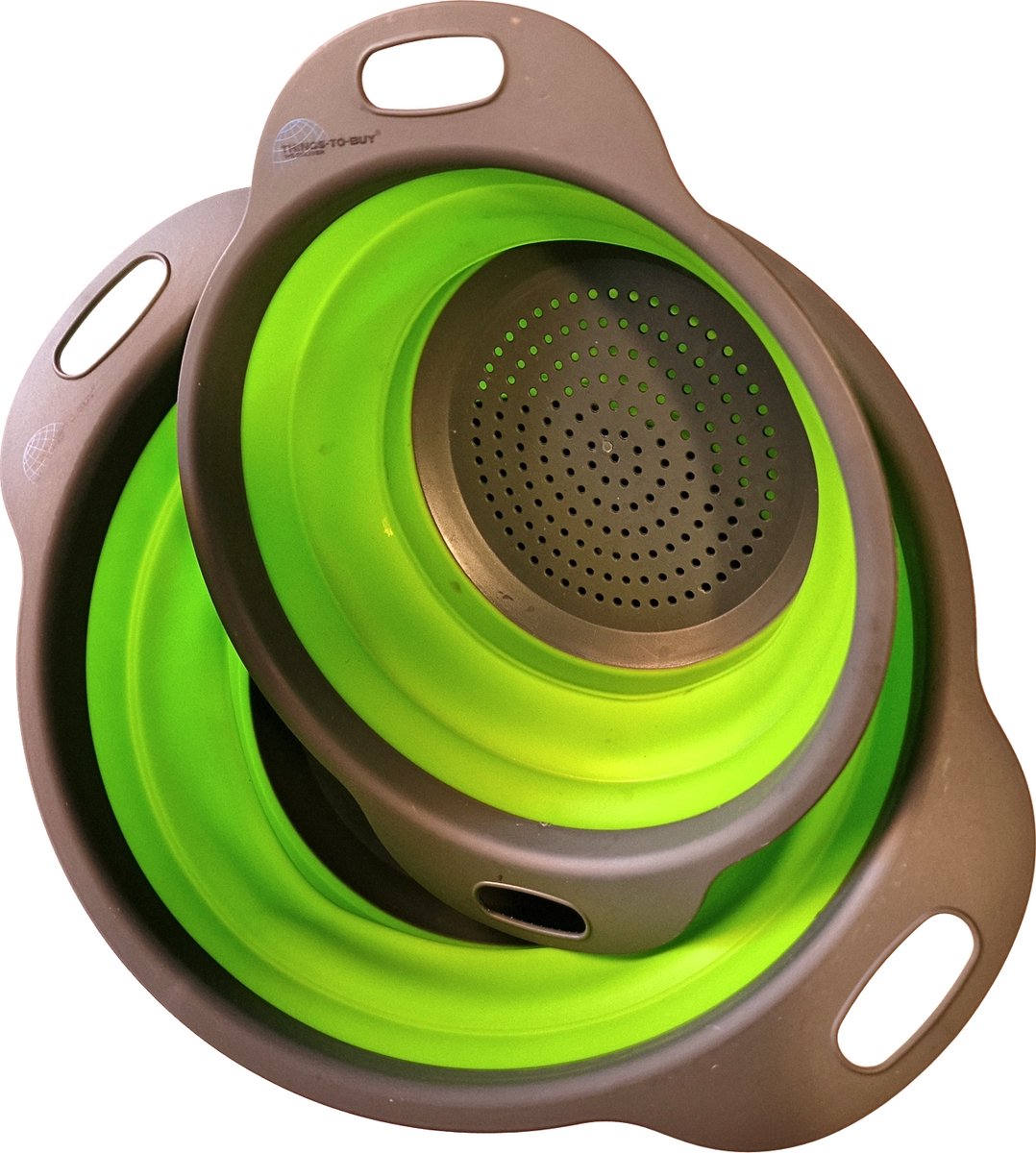 THINGS-TO-BUY – Vergiet – Set van 2 Inklapbare Siliconen Vergieten – Groen – Ø20 & Ø24 cm – Ruimtebesparend & Hittebestendig