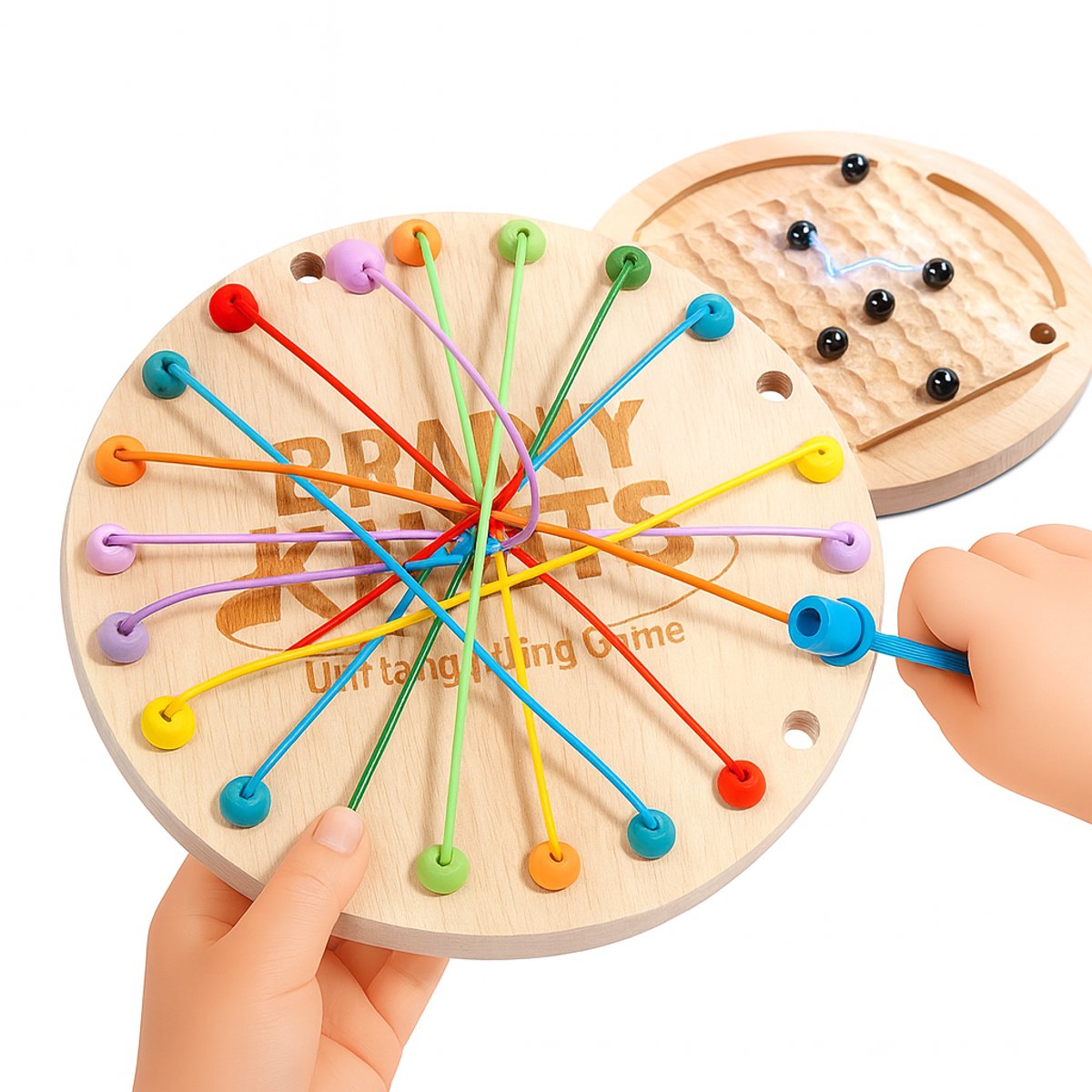 Brainy Knots + Magnetisch Schaakspel – 2-in-1 Reis-Puzzelspel, vanaf 3 jr