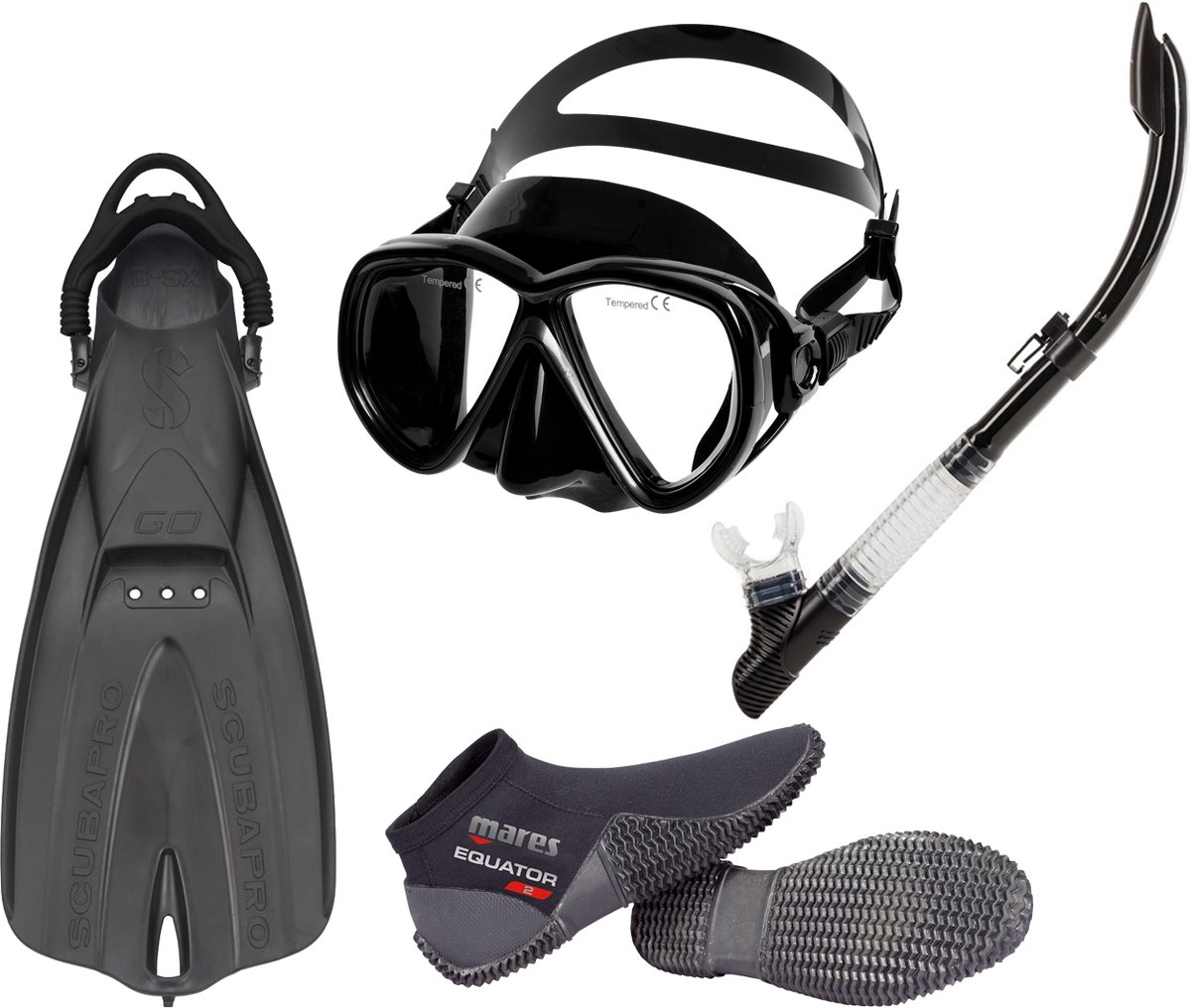 Snorkelset met Masker, Snorkel, Vinnen en Laarsjes – Maat 38 Snorkelset met Masker, Snorkel, Vinnen en Laarsjes – Maat 38