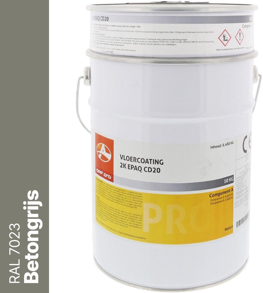 OAF PRO 2K Epoxy Vloercoating CD20 Betongrijs (RAL 7023) 10 Kg - Vloerverf - Slijtvast, naadloos en vloeistofdicht - Eenvoudig Schoon te maken