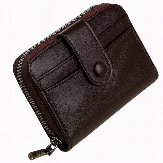 Billfold Retro Portemonnee & Pasjeshouder I Voor 11 Pasjes I Creditcardhouder I Met Geldvak I Pasjes Houder I Wallet I PU Leer I Heren I Donkerbruin