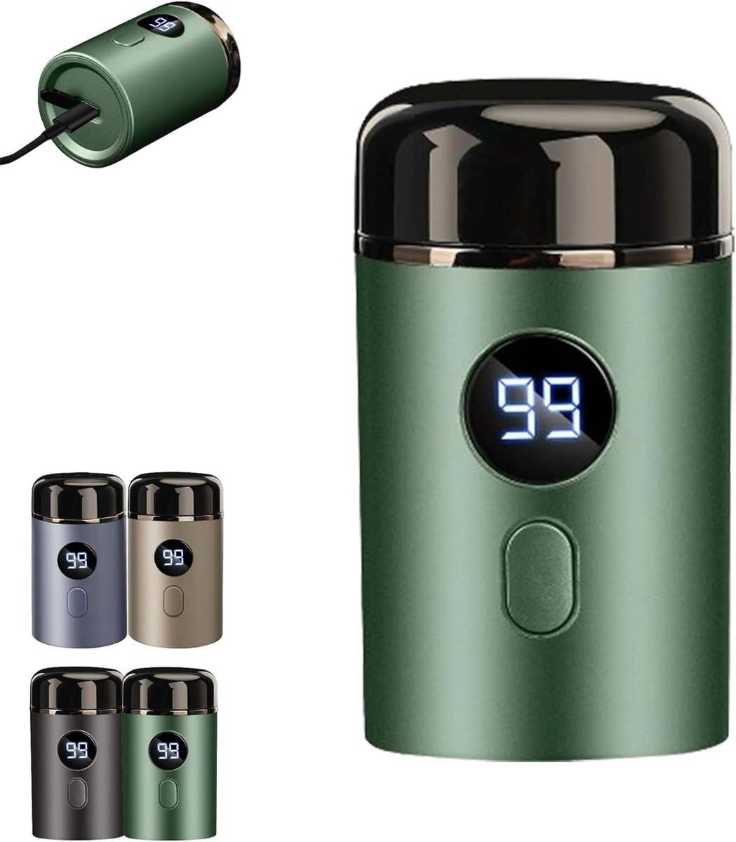 Scheerapparaat - Mini-scheerapparaat voor heren, elektrisch mini-scheerapparaat, afwasbaar, draadloos, USB-reisset, nat en droog (groen)