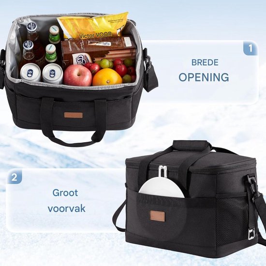 Tovbmup 20L Koeltas - Grote opvouwbare ijsmand - IJsbox - Geïsoleerde tas - Geïsoleerde tas - Picknicktas voor voedseltransport - Zwart van Merkloos — afbeelding 5